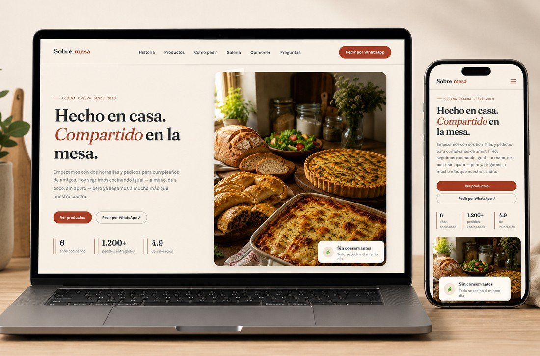 Sitio web Sobremesa — cocina casera